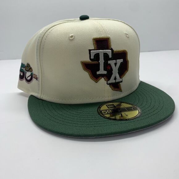 New Era Other - New Era Texas Rangers 59FIFTY Fitted Hat 50TH Anniversary Side Patch Size 7 1/8